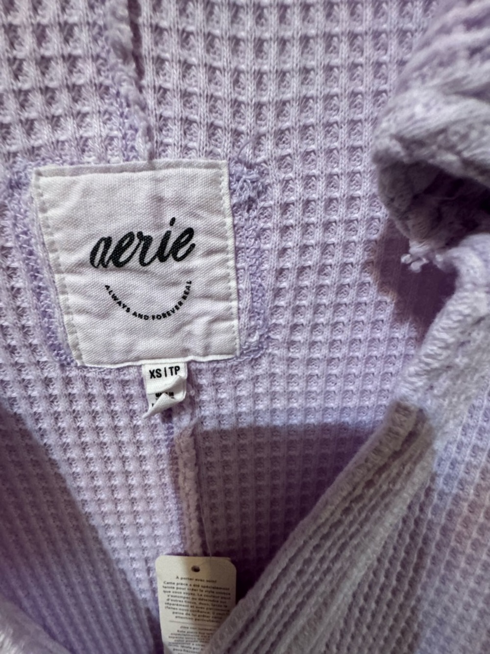 aerie Light Lavender Waffle Henley Top - Picture 6 of 6